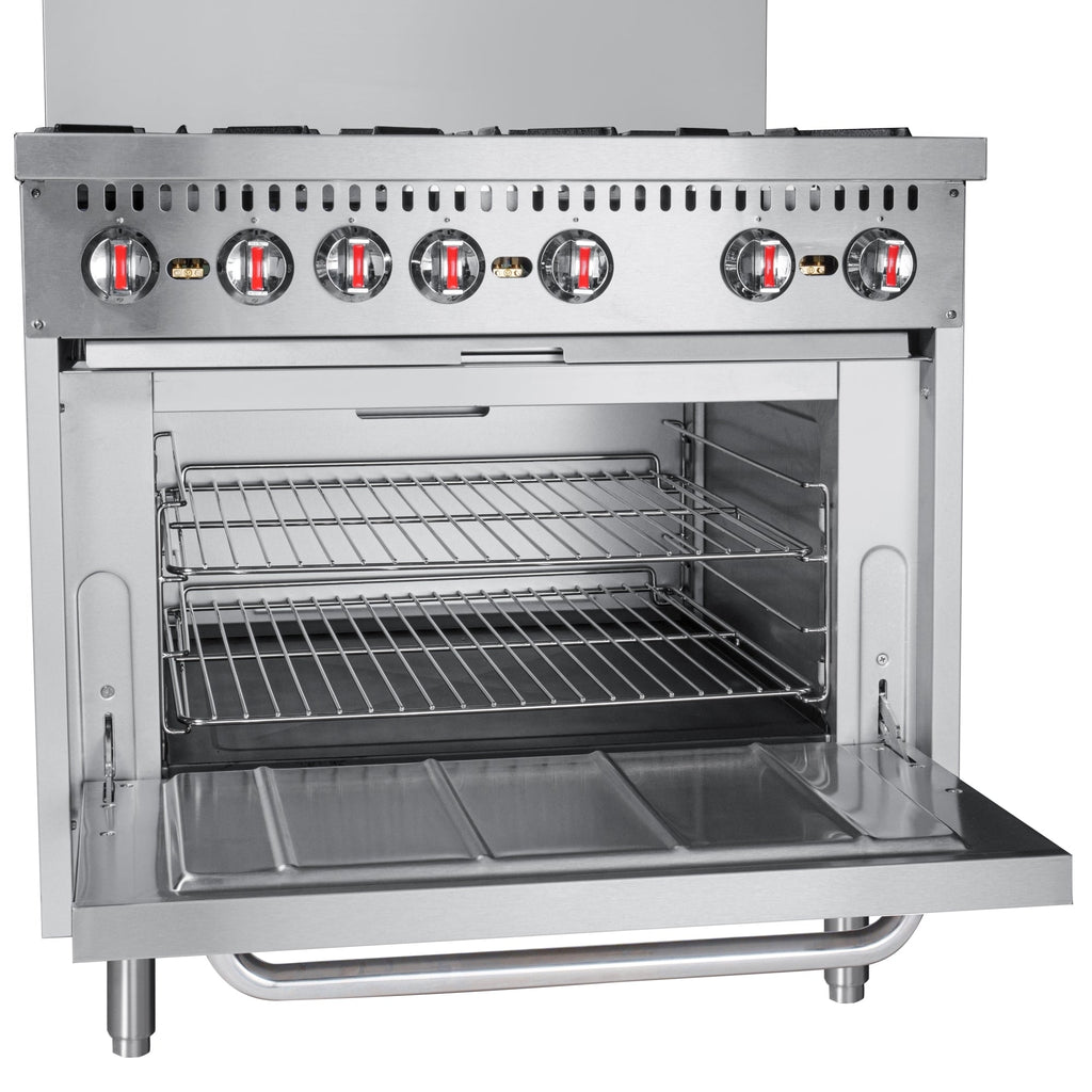 36 in. 6 Burner Commercial Liquid Propane Range in Stainless-Steel