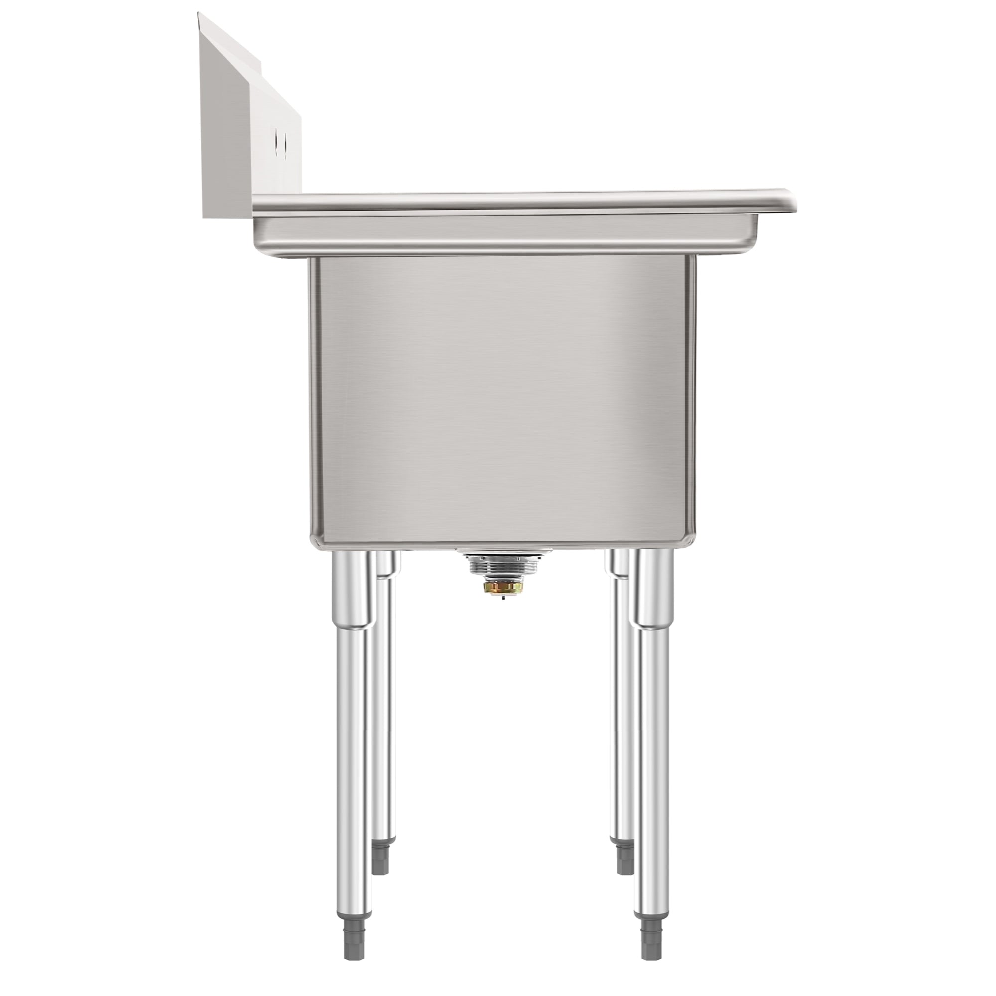 72 in. 18-Gauge 2-Compartment Commercial Sink with Backsplash and Dual 18 in. Drainboards, Bowl Dimensions 18"x18"x14" in Stainless-Steel