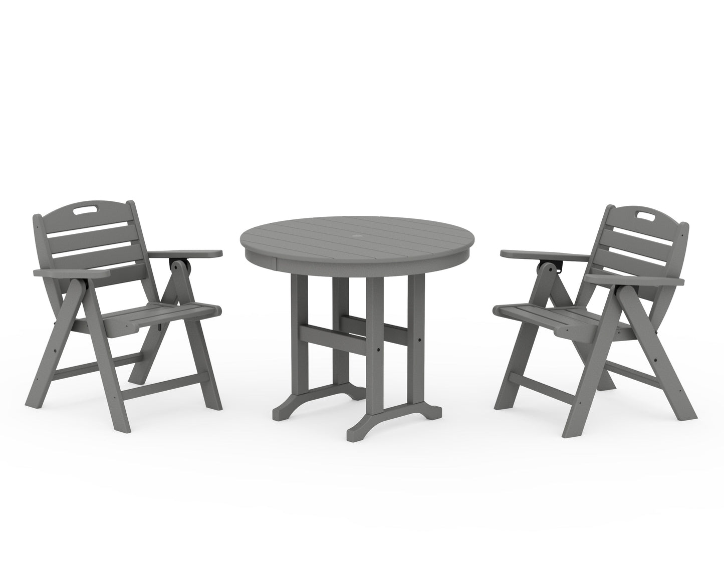 Nautical Folding Lowback Chair 3-Piece Round Dining Set
