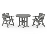 Nautical Folding Lowback Chair 3-Piece Round Dining Set