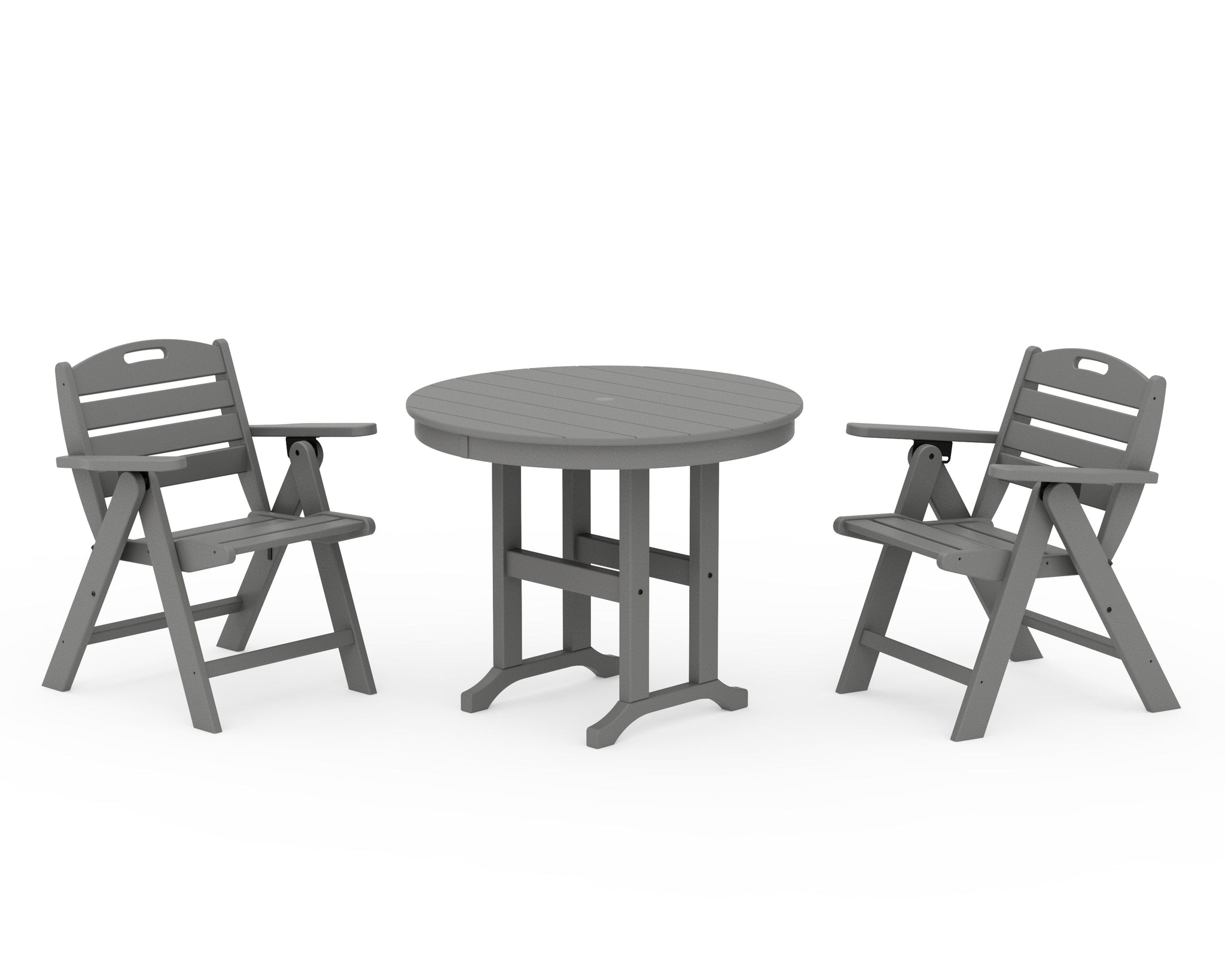 Nautical Folding Lowback Chair 3-Piece Round Dining Set