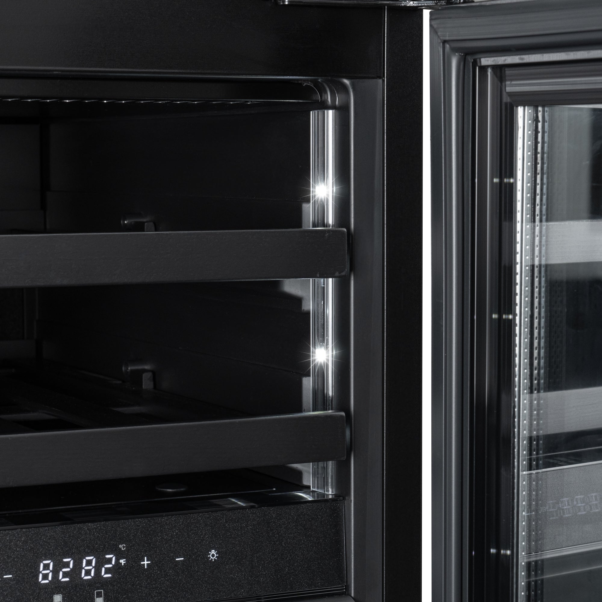 KoolMore Reserve 15 in. Under-Counter Panel Ready Dual Zone Built-in Wine Cooler with Black Shelves and 23 Bottle Capacity in Black