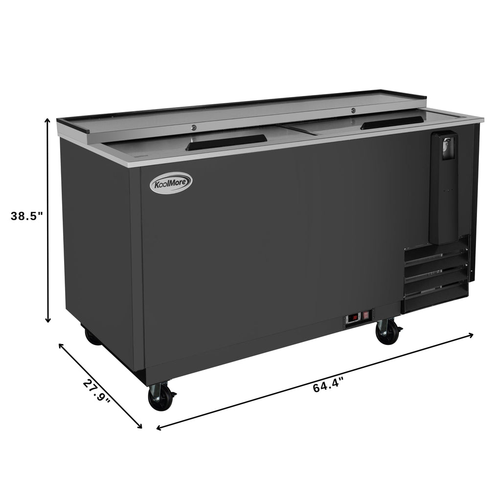 65 in. Commercial Bottle Cooler in Black with Built-In Opener, ETL Listed, 19 cu. ft.