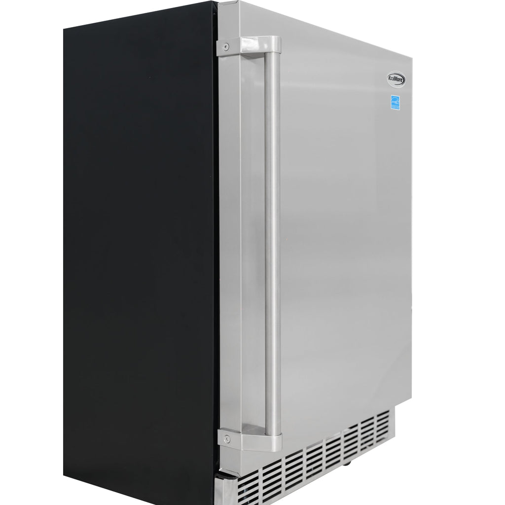 24 in. Outdoor Kitchen Stainless Steel Refrigerator 5.5 cu. ft. Capacity with Automatic defrost, Blue LED Lighting and IPX4 Rating, CSA Listed