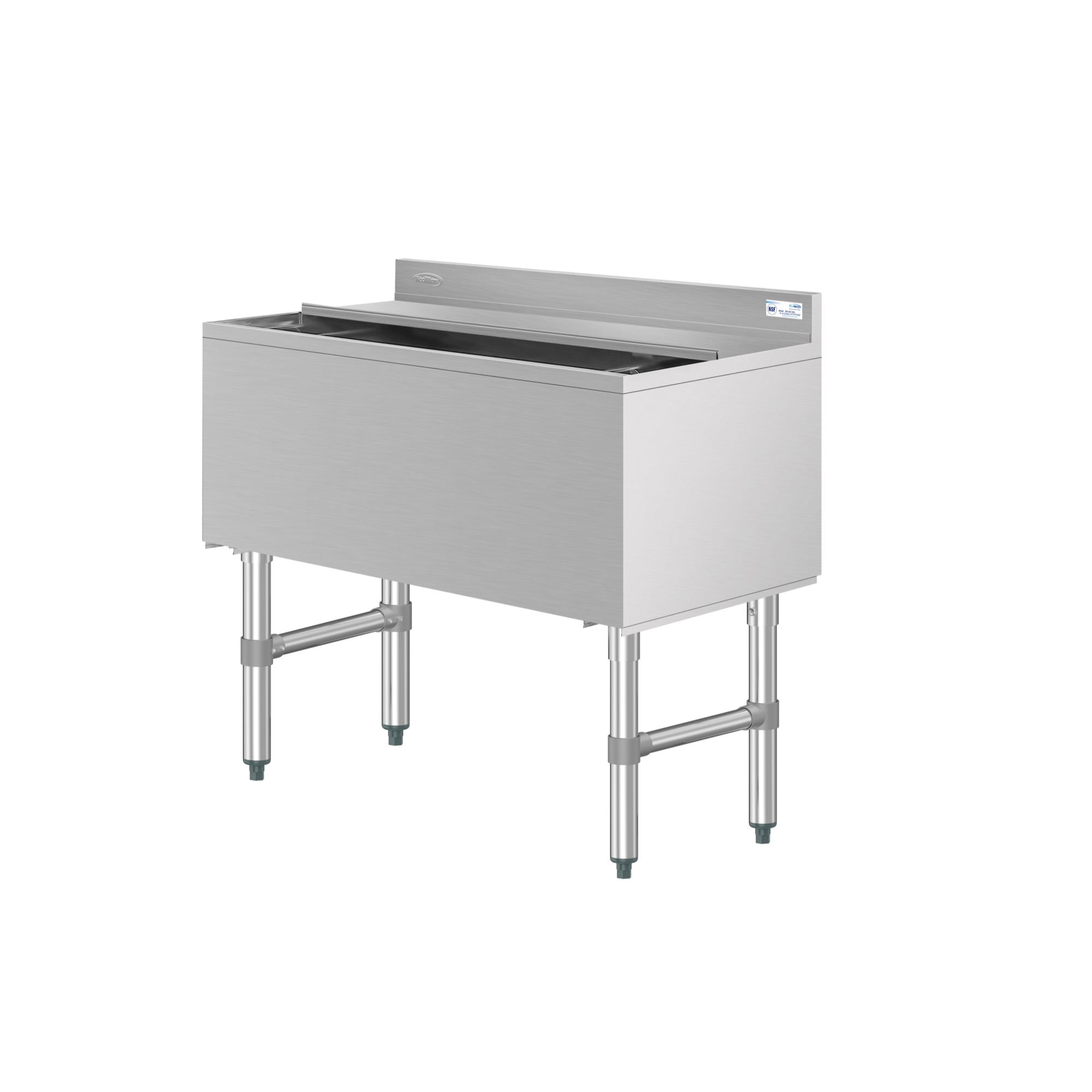 36 in. Commercial Underbar Ice Bin with Siding Lid in Stainless Steel