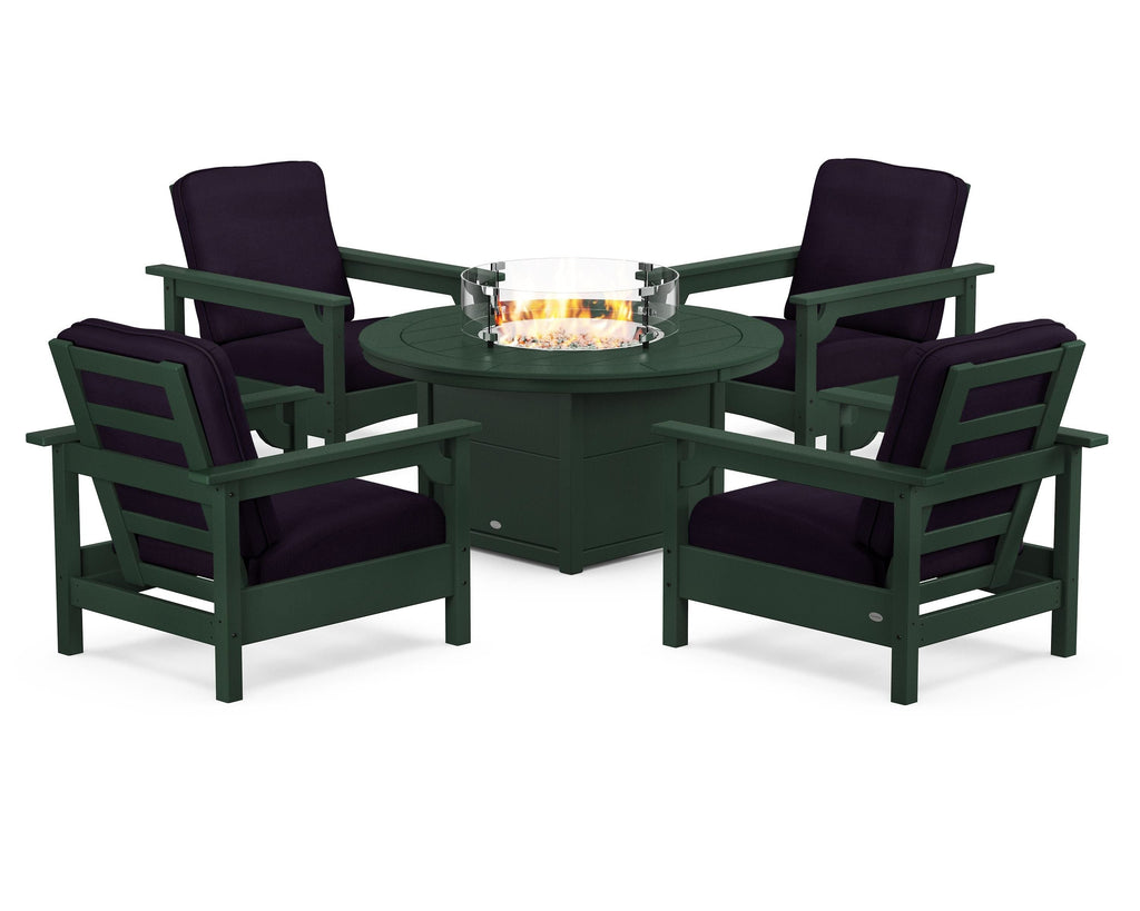 Club 5-Piece Conversation Set with Fire Pit Table