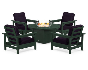 Club 5-Piece Conversation Set with Fire Pit Table