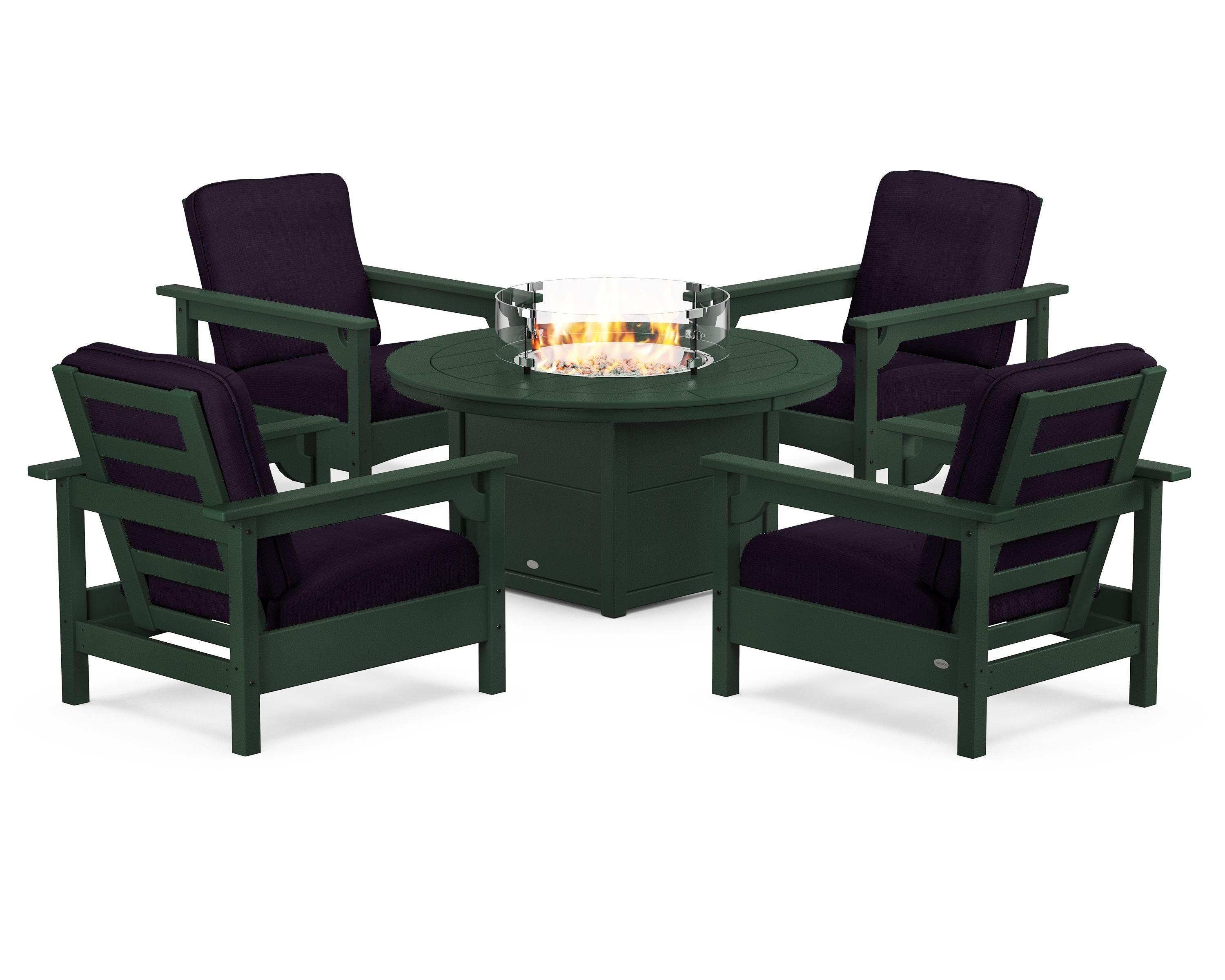 Club 5-Piece Conversation Set with Fire Pit Table