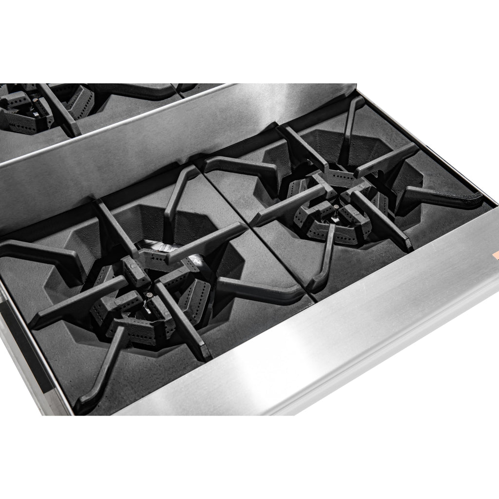 24 in. Commercial Four-Burner Step Up Range, 104000 BTU in Stainless-Steel