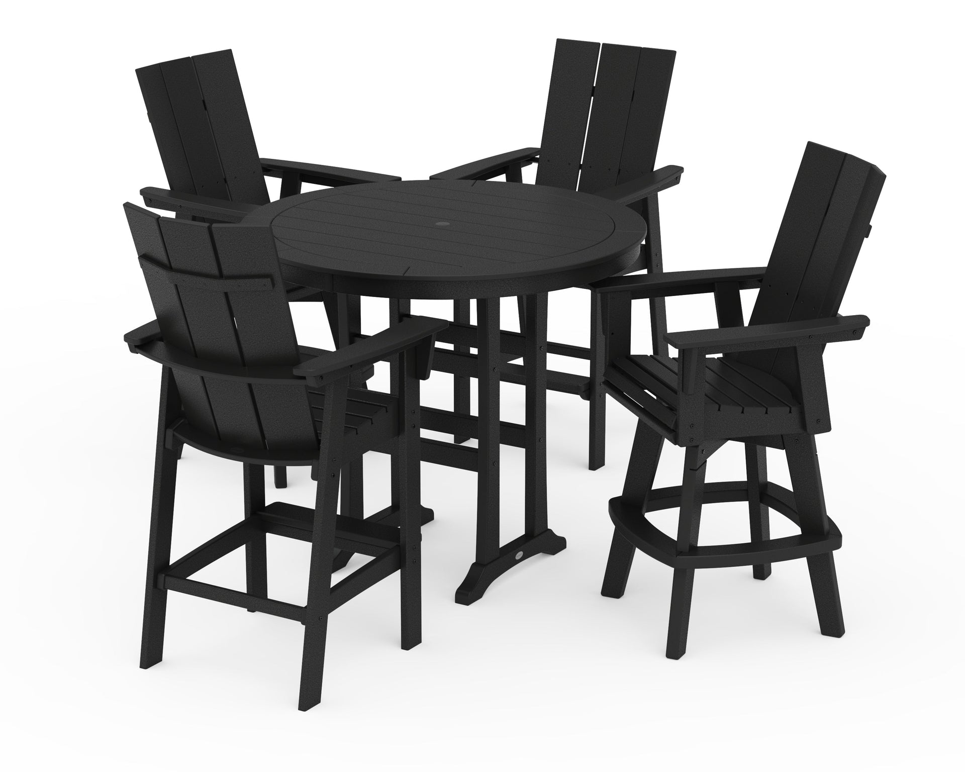 Modern Adirondack 5-Piece Nautical Trestle Round Bar Set with Swivels