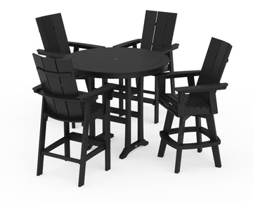 Modern Adirondack 5-Piece Nautical Trestle Round Bar Set with Swivels