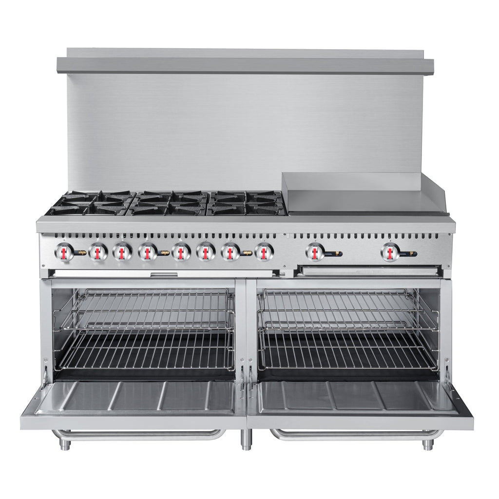 60 in. 6 Burner Commercial LP Range with 24 in. Griddle in Stainless-Steel