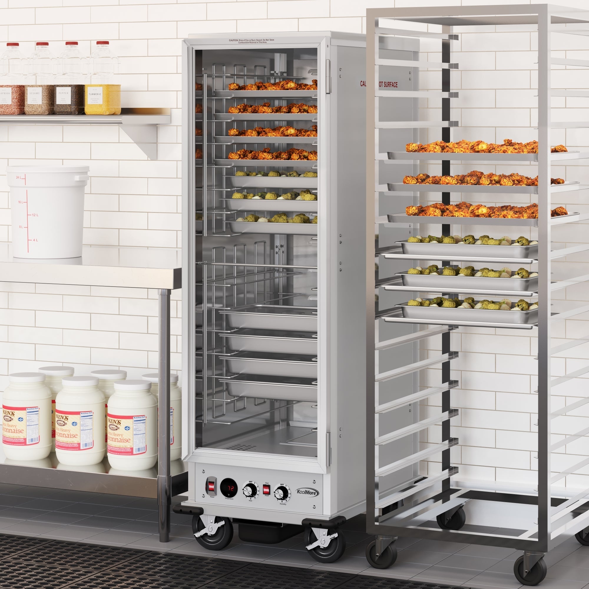33 in. Commercial Non-Insulated Heated Holding/Proofing Cabinet with Glass Door and Wire Racks in Silver