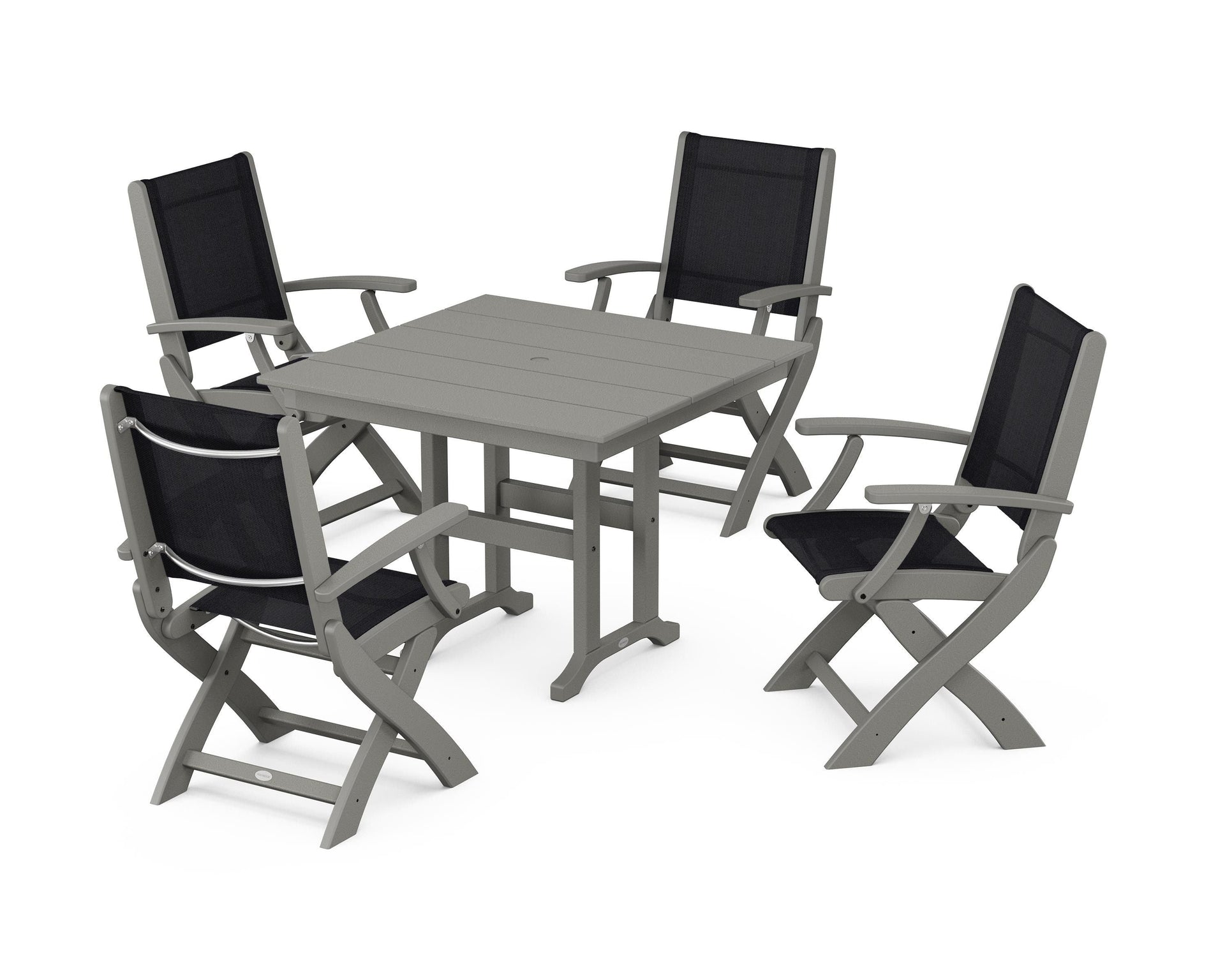 Coastal Folding Chair 5-Piece Farmhouse Dining Set