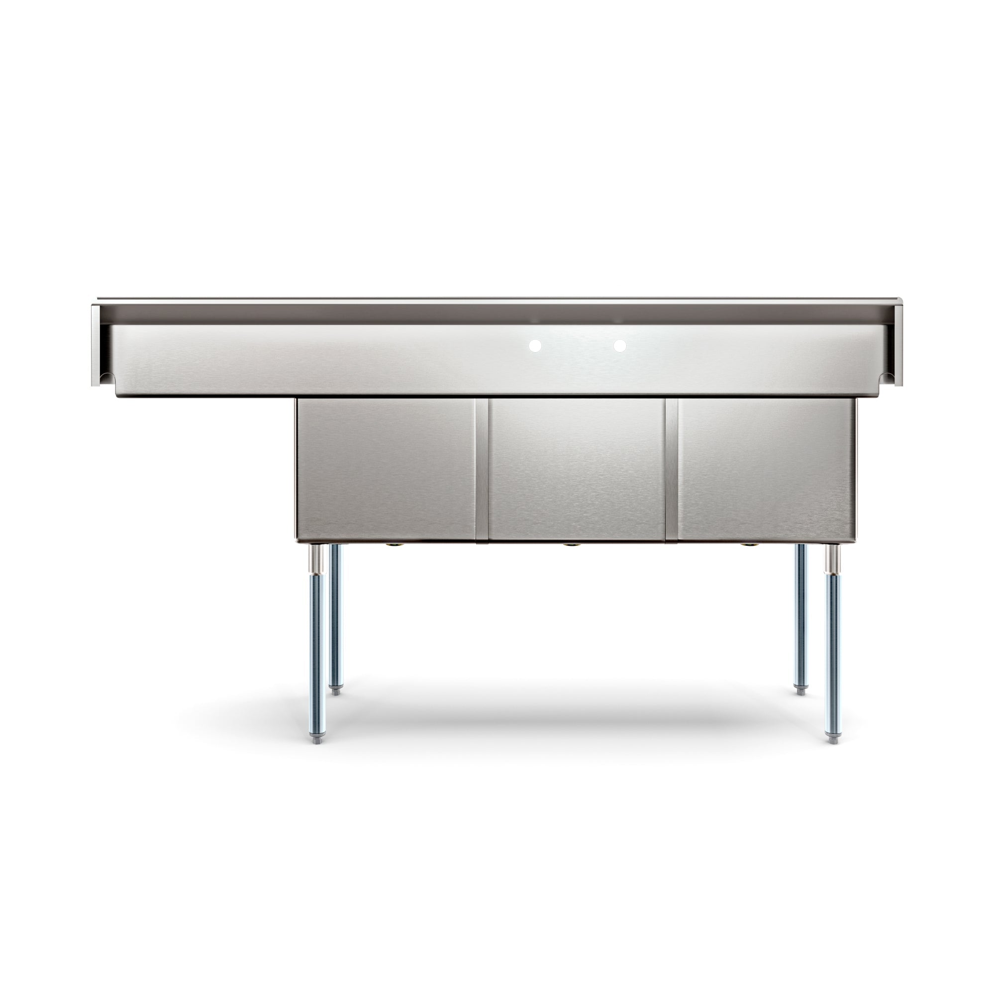 75 in. Three Compartment Commercial Sink Bowl Size 18x18x14 Stainless-Steel 18 Gauge with Right Drainboard