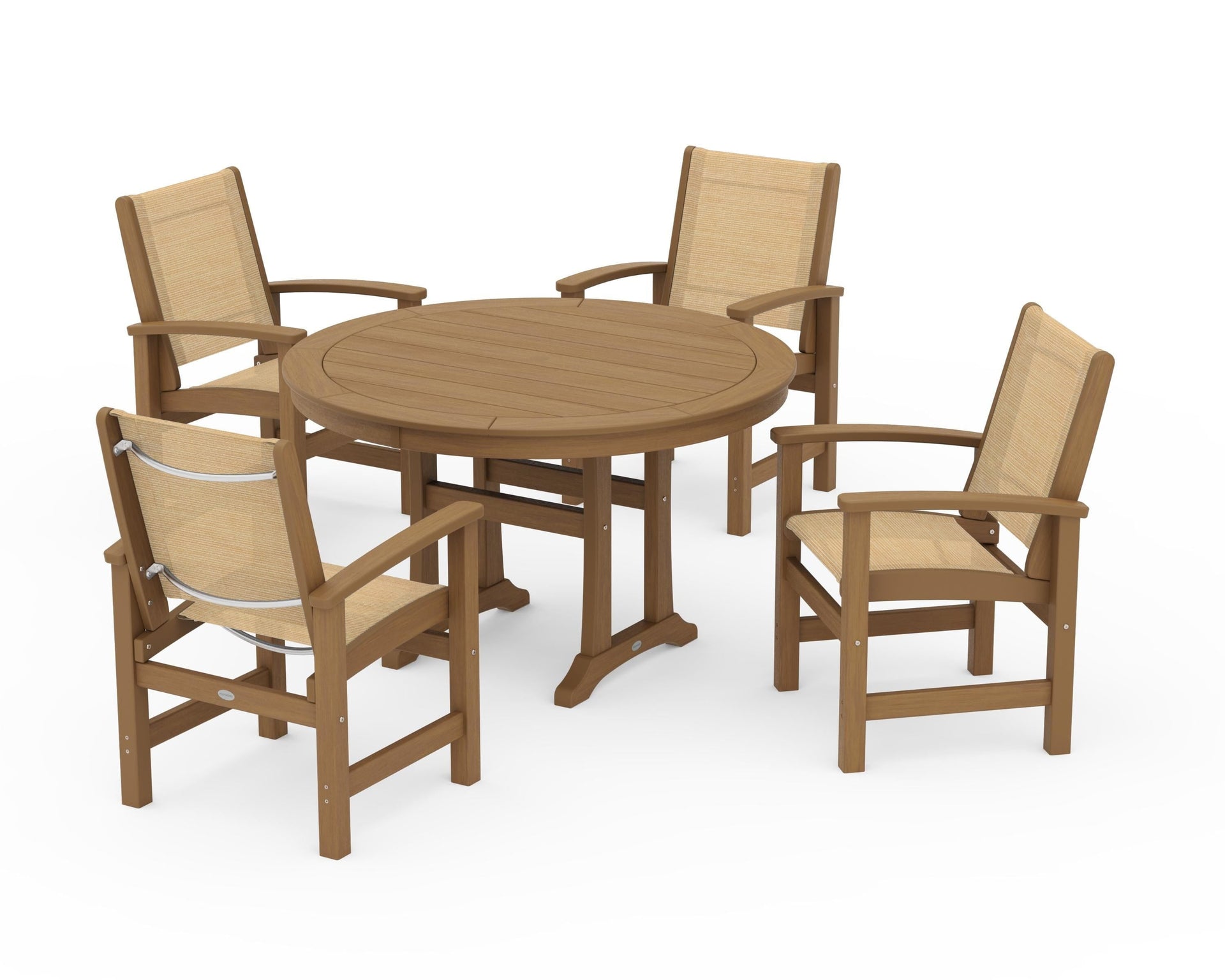 Coastal 5-Piece Round Dining Set with Trestle Legs