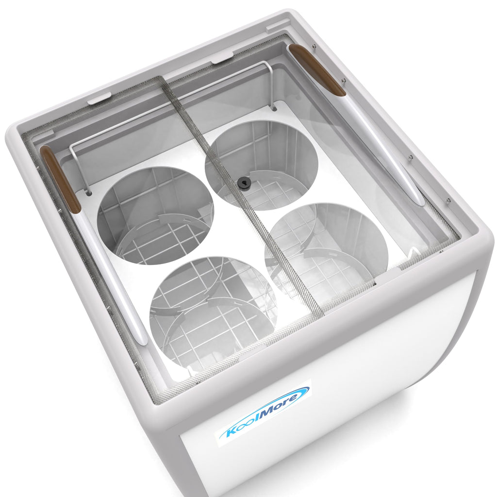 26 in. 4 Tub Ice Cream Dipping Cabinet Display Freezer with Sliding Glass Door, 6 cu. ft.