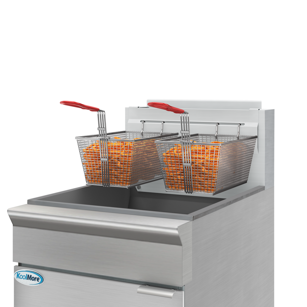 75 lb. Floor Standing Liquid Propane Commercial Fryer with 150,000 BTU in Stainless-Steel, ETL Listed