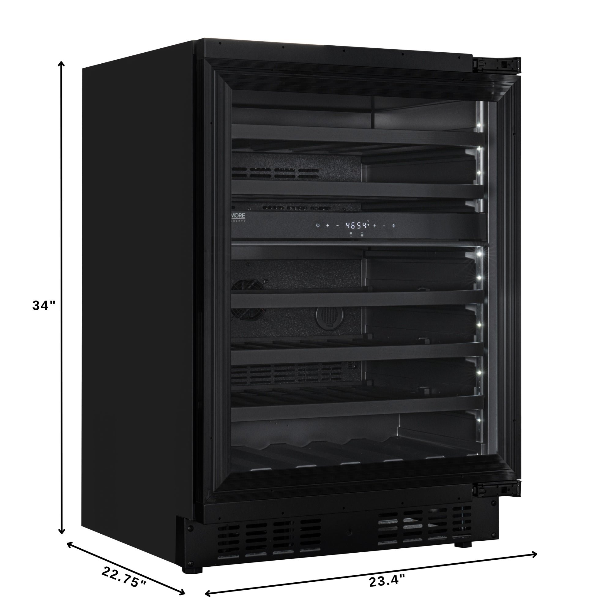 KoolMore Reserve 24 in. Under-Counter Panel Ready Dual Zone Built-in Wine Cooler with Black Shelves and 45 Bottle Capacity in Black