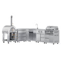 KoolMore Outdoor Kitchen Series Modular Kitchen with a Wood fire Pizza Oven, 3 Drawer Cabinet, Corner Cabinet, Sink, Side Buner, 30 in. BBQ Grill and Cabinet in Stainless-Steel