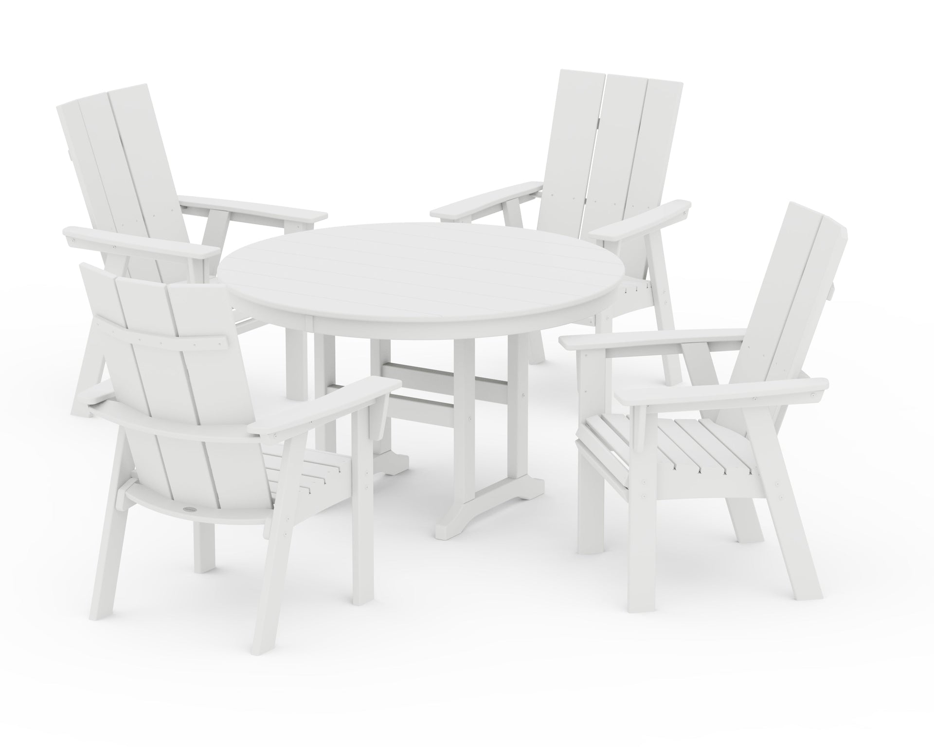Modern Curveback Adirondack 5-Piece Round Farmhouse Dining Set