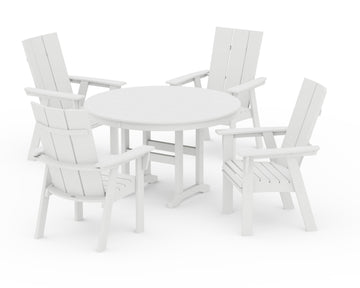 Modern Curveback Adirondack 5-Piece Round Farmhouse Dining Set