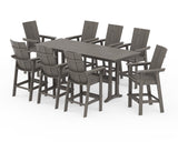 Modern Curveback Adirondack 9-Piece Farmhouse Bar Set with Trestle Legs
