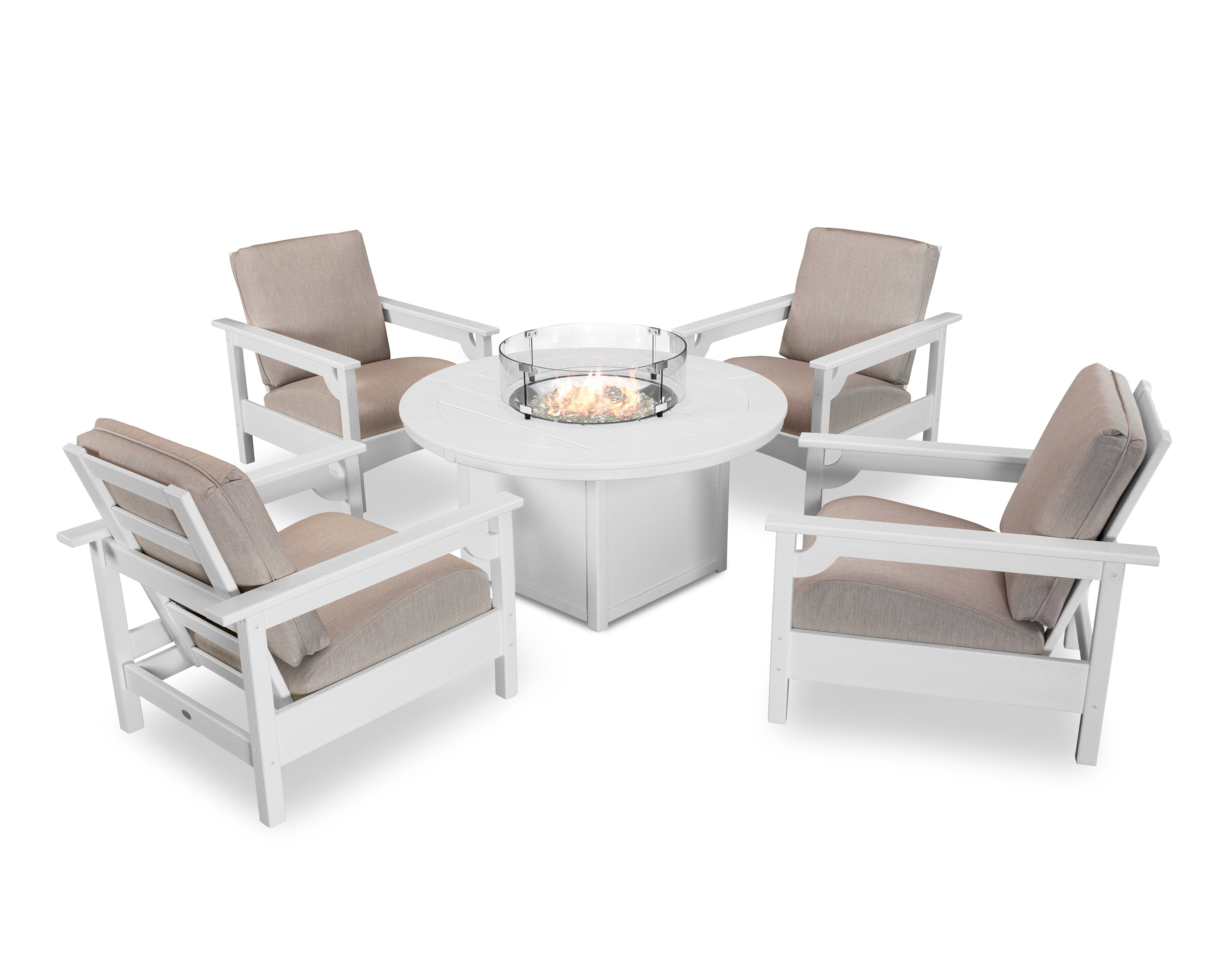 Club 5-Piece Conversation Set with Fire Pit Table