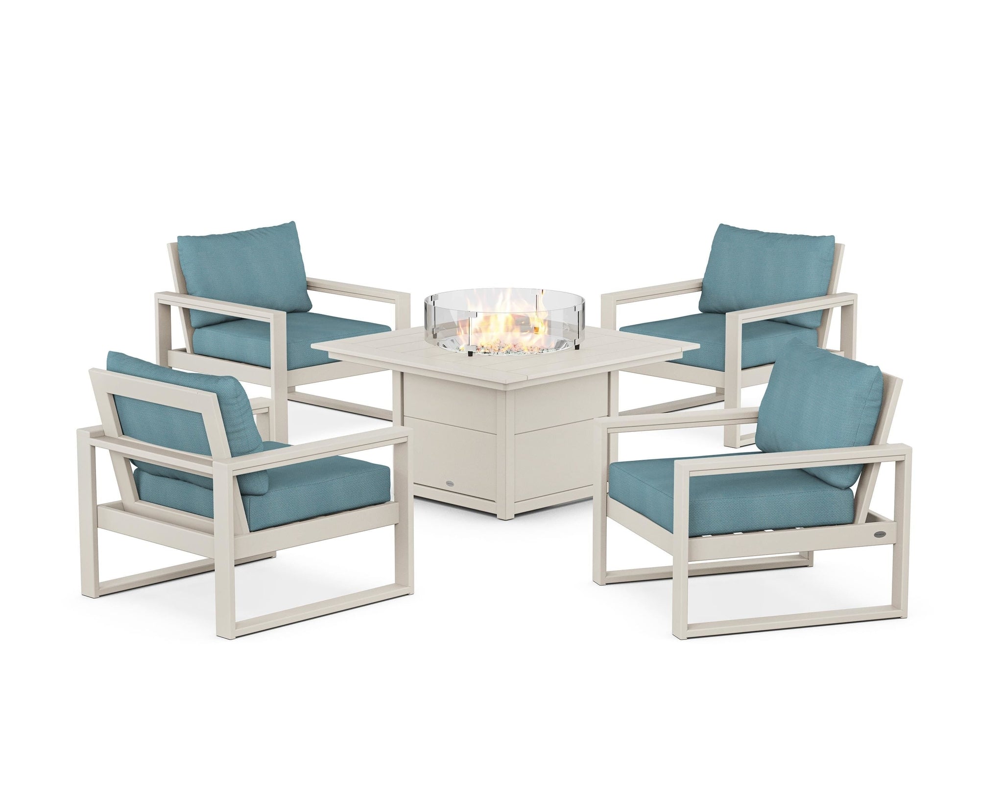 EDGE Sectional 5-Piece Deep Seating Set with Fire Pit Table