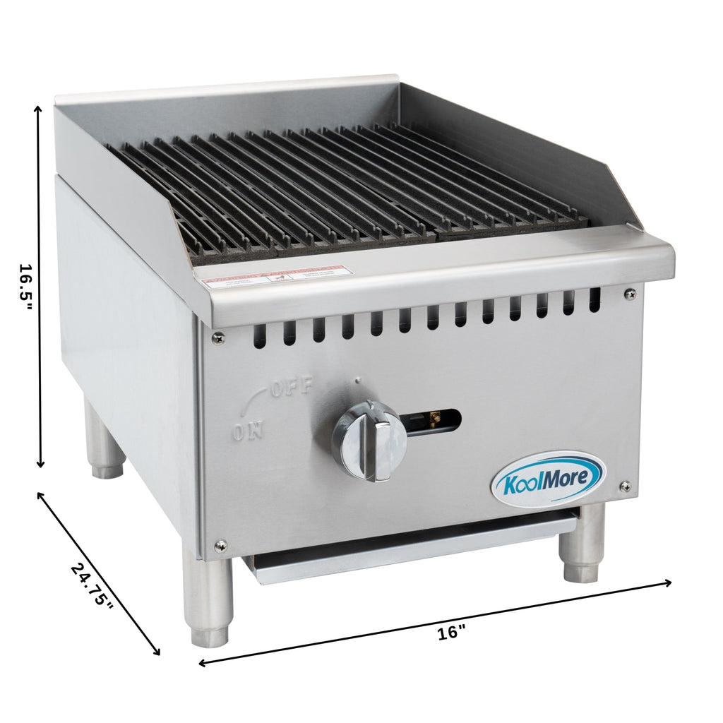 16 in. Commercial 1-Burner Natural Gas Charbroiler with 30,000 BTU in Stainless-Steel