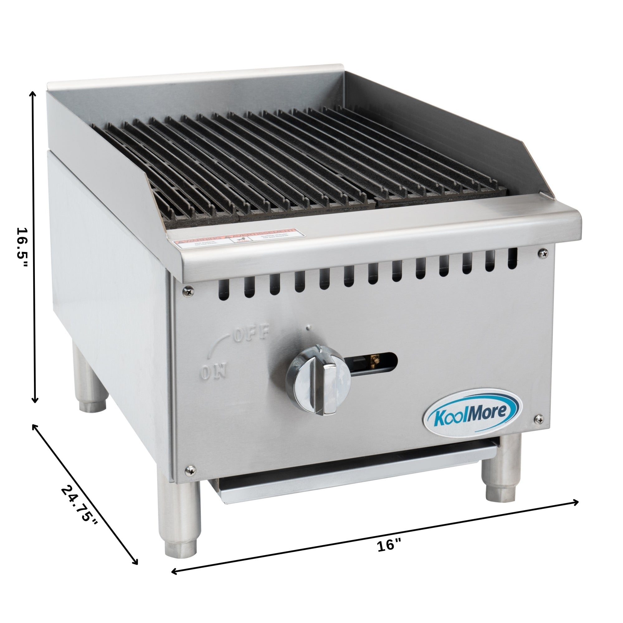 16 in. Commercial 1-Burner Natural Gas Charbroiler with 30,000 BTU in Stainless-Steel