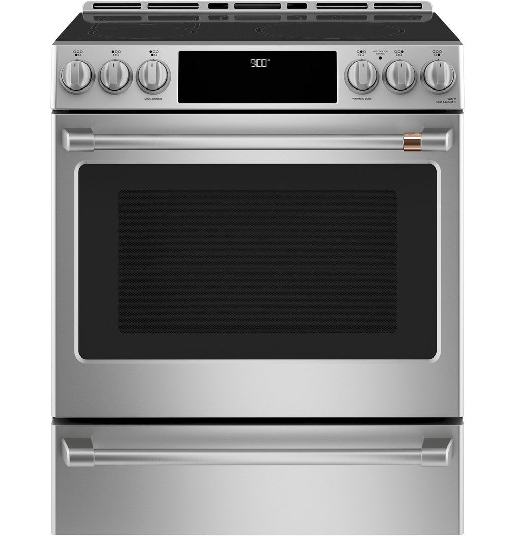 CAFÉ™ 30" Smart Slide-In, Front-Control, Induction and Convection Range with Warming Drawer