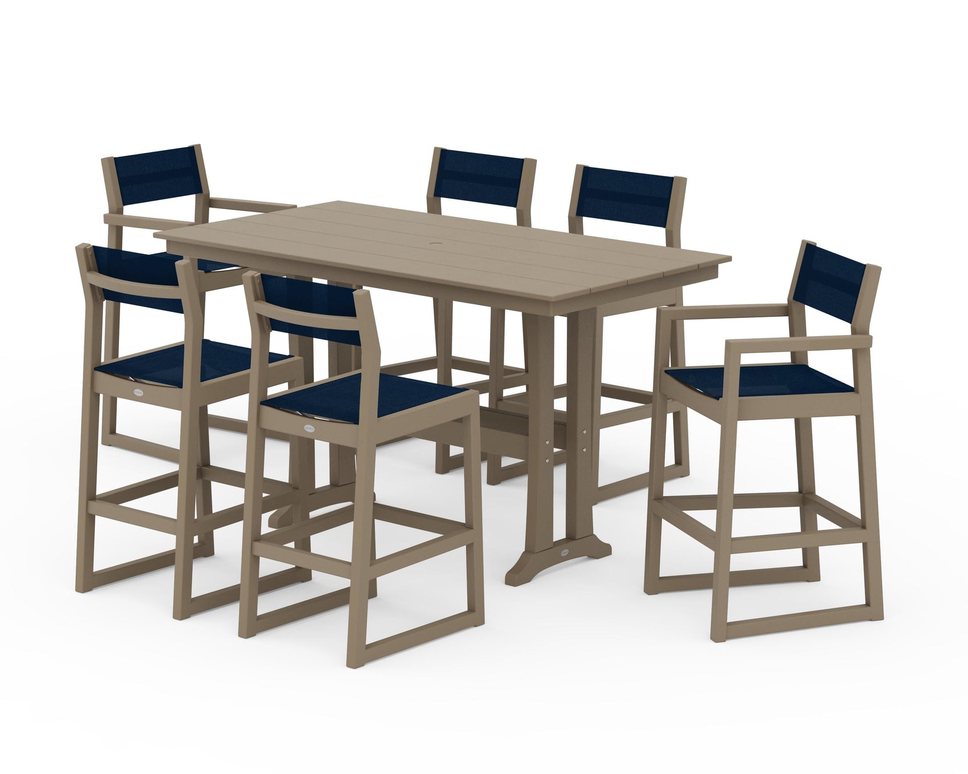 EDGE Sling 7-Piece Farmhouse Bar Set with Trestle Legs