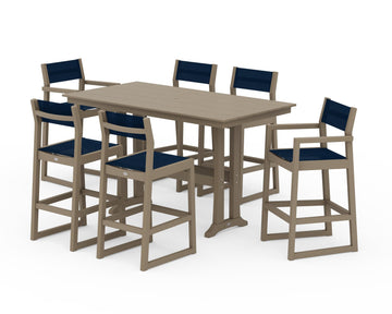 EDGE Sling 7-Piece Farmhouse Bar Set with Trestle Legs