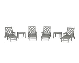 Chippendale 6-Piece Chaise Set with Arms and Wheels