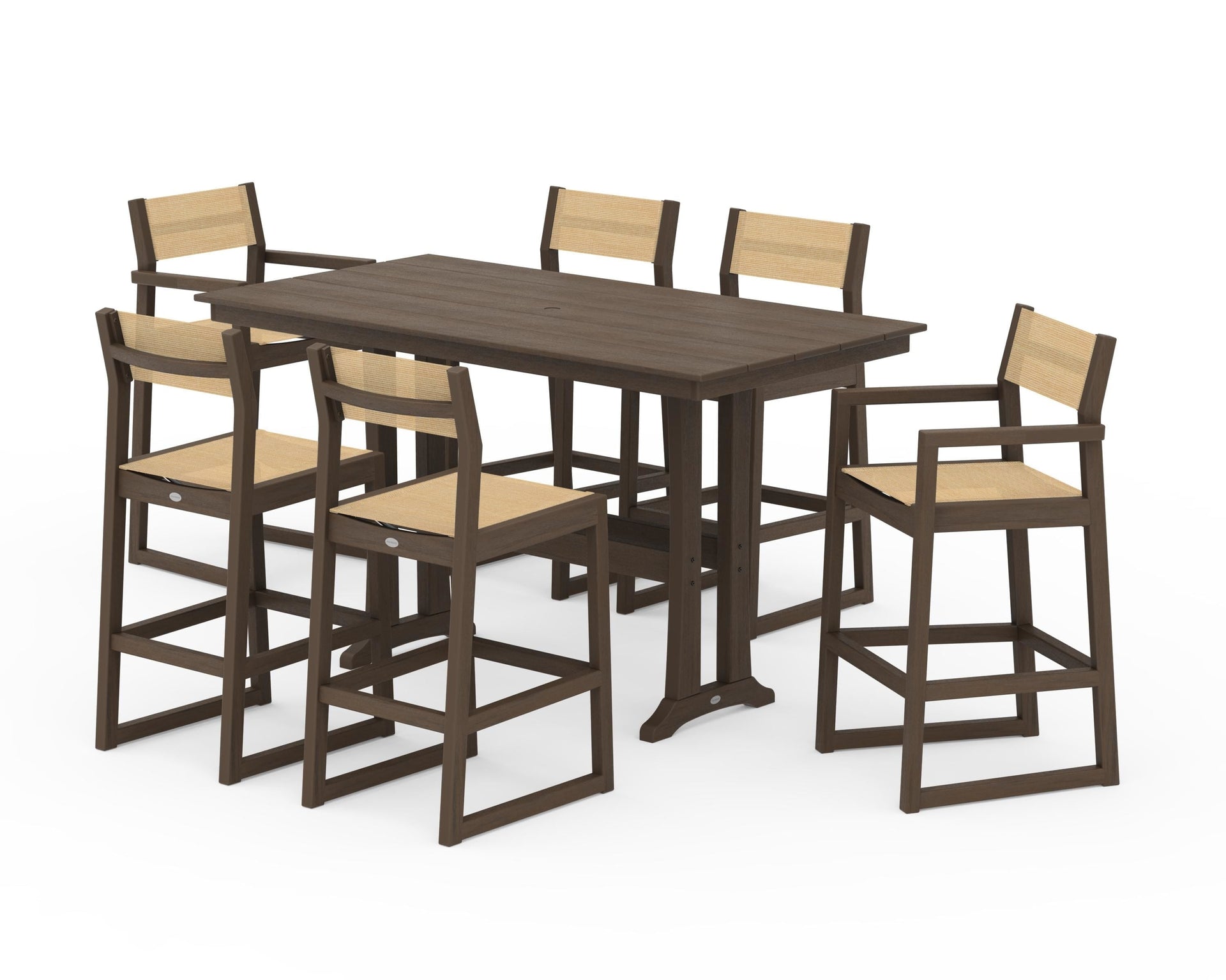 EDGE Sling 7-Piece Farmhouse Bar Set with Trestle Legs