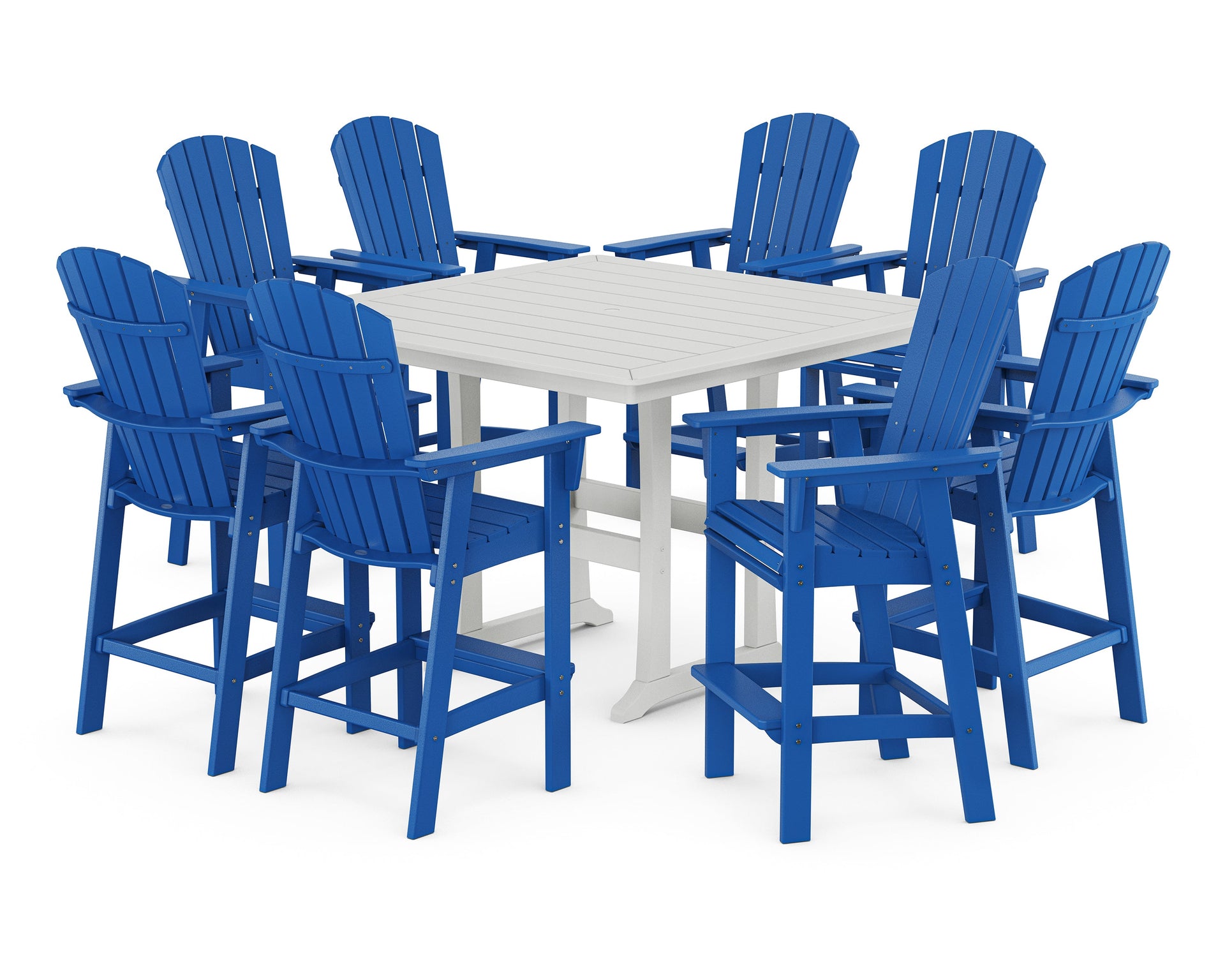 Nautical Curveback Adirondack 9-Piece Trestle Bar Set