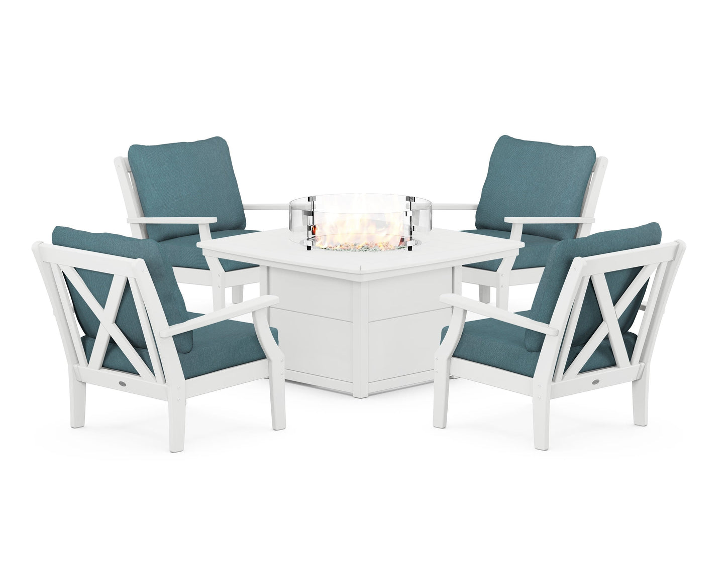 Braxton 5-Piece Deep Seating Conversation Set with Fire Pit Table