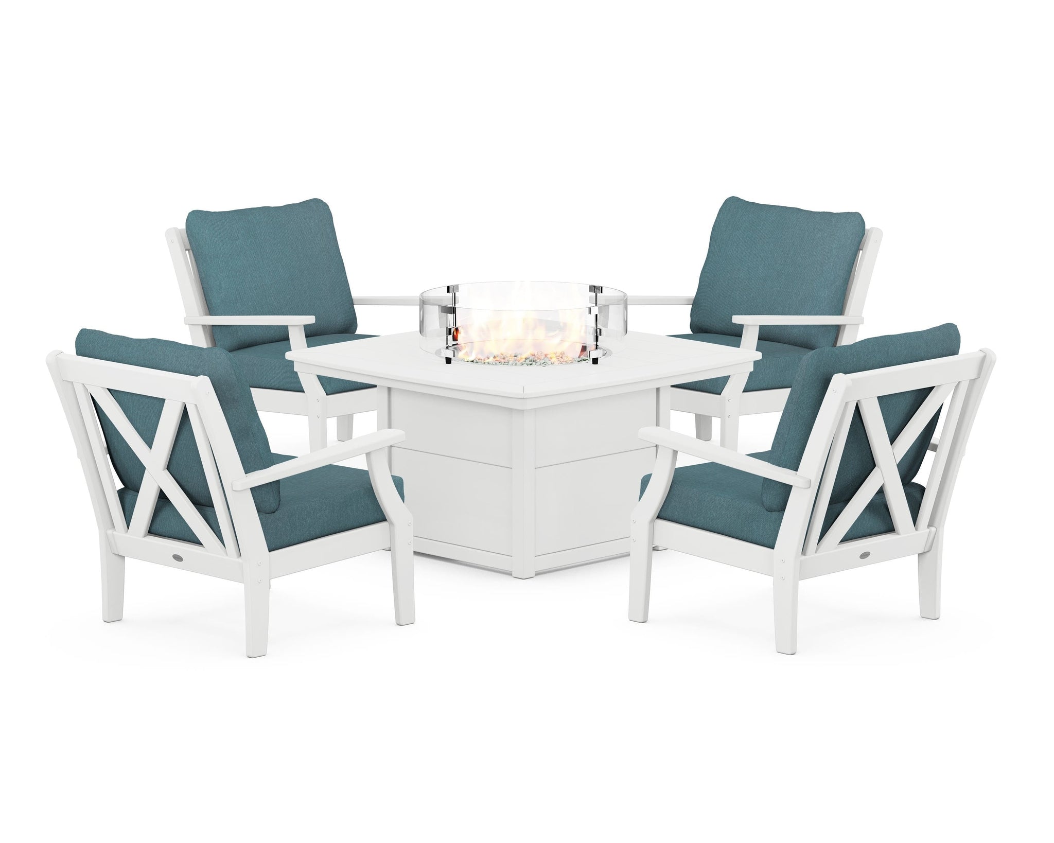 Braxton 5-Piece Deep Seating Conversation Set with Fire Pit Table