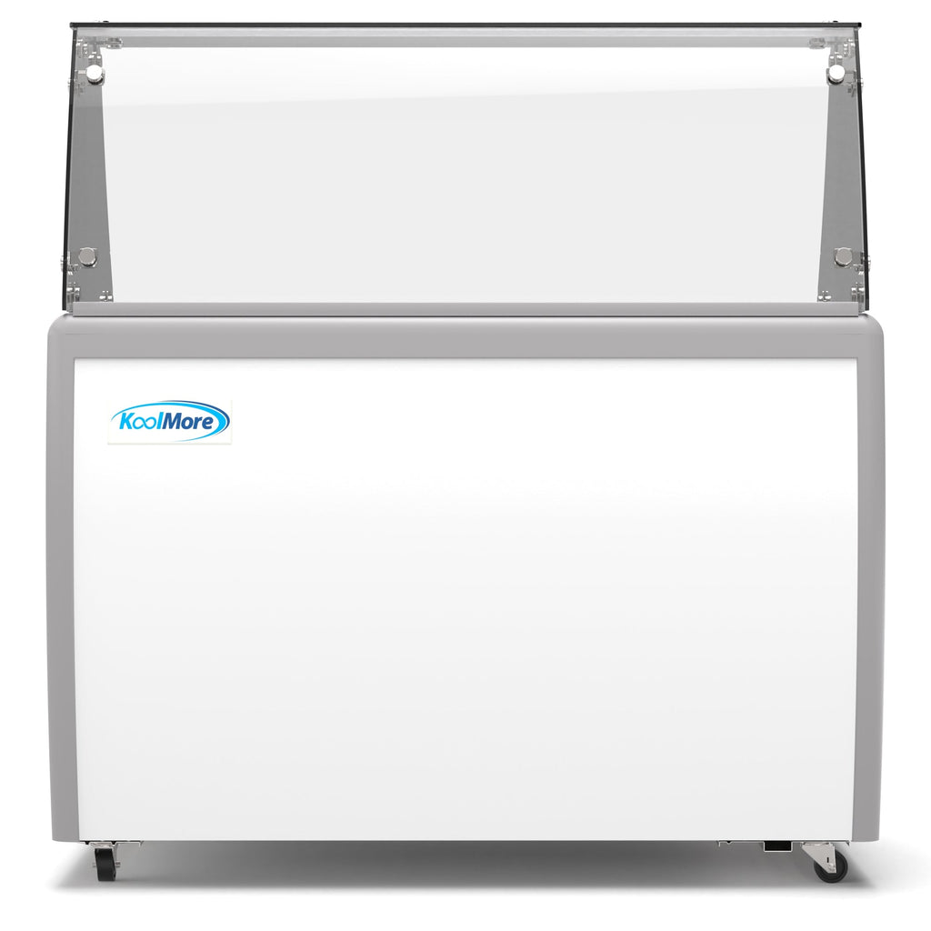 50 in. 8 Tub Ice Cream Dipping Cabinet Display Freezer with Sliding Glass Door and Sneeze Guard 13 cu. ft.