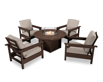 Club 5-Piece Conversation Set with Fire Pit Table