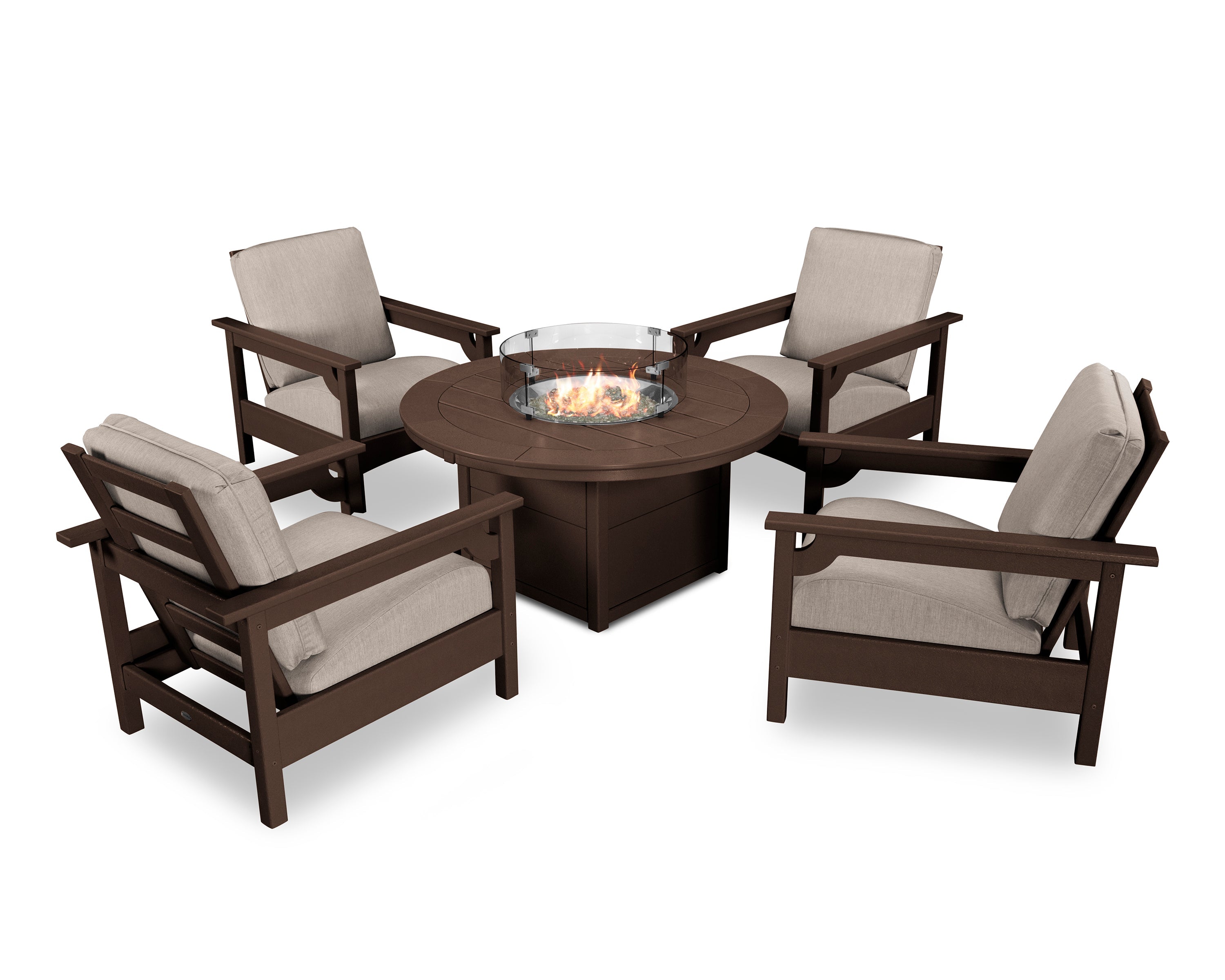 Club 5-Piece Conversation Set with Fire Pit Table