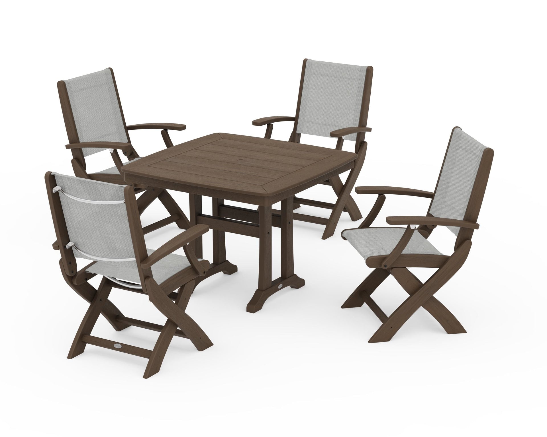 Coastal Folding Chair 5-Piece Dining Set with Trestle Legs