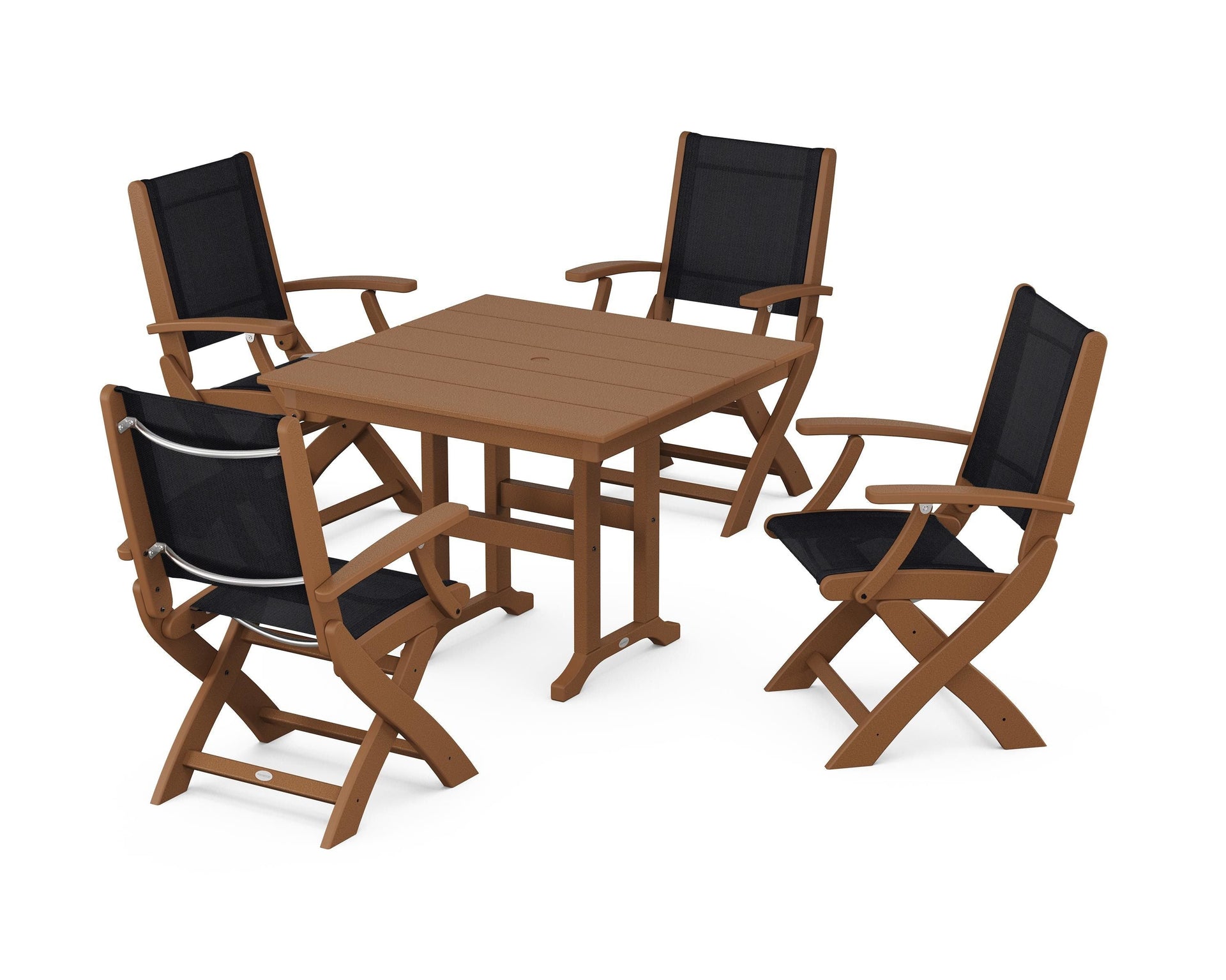 Coastal Folding Chair 5-Piece Farmhouse Dining Set