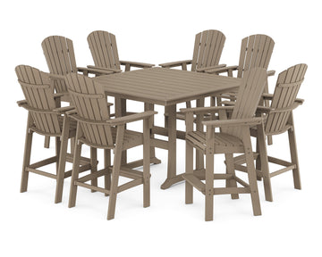 Nautical Curveback Adirondack 9-Piece Trestle Bar Set