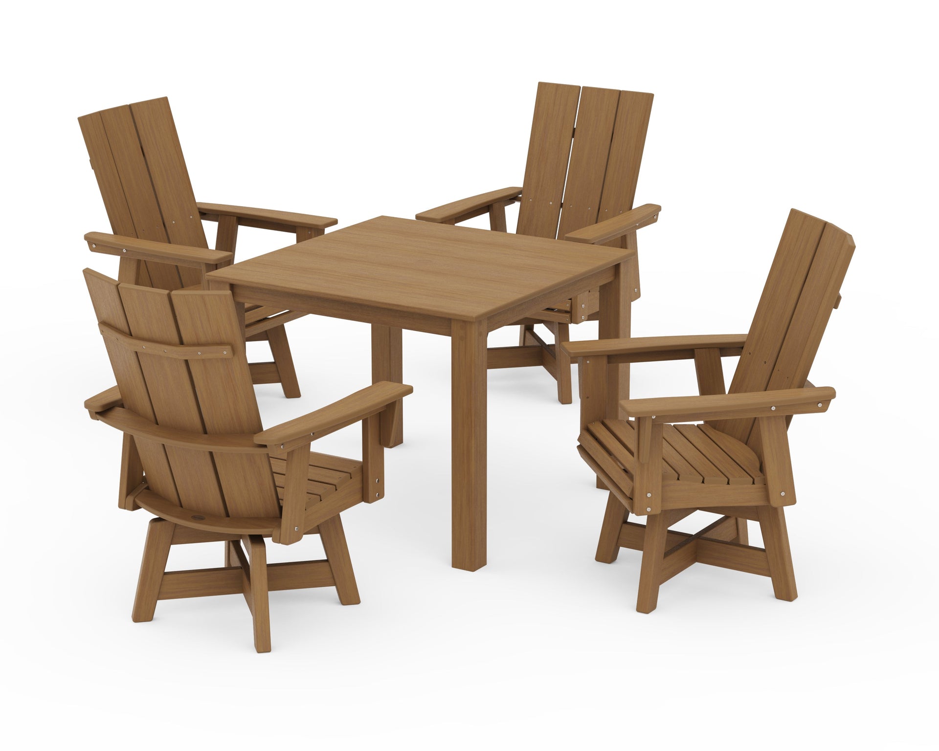 Modern Curveback Adirondack 5-Piece Parsons Swivel Dining Set