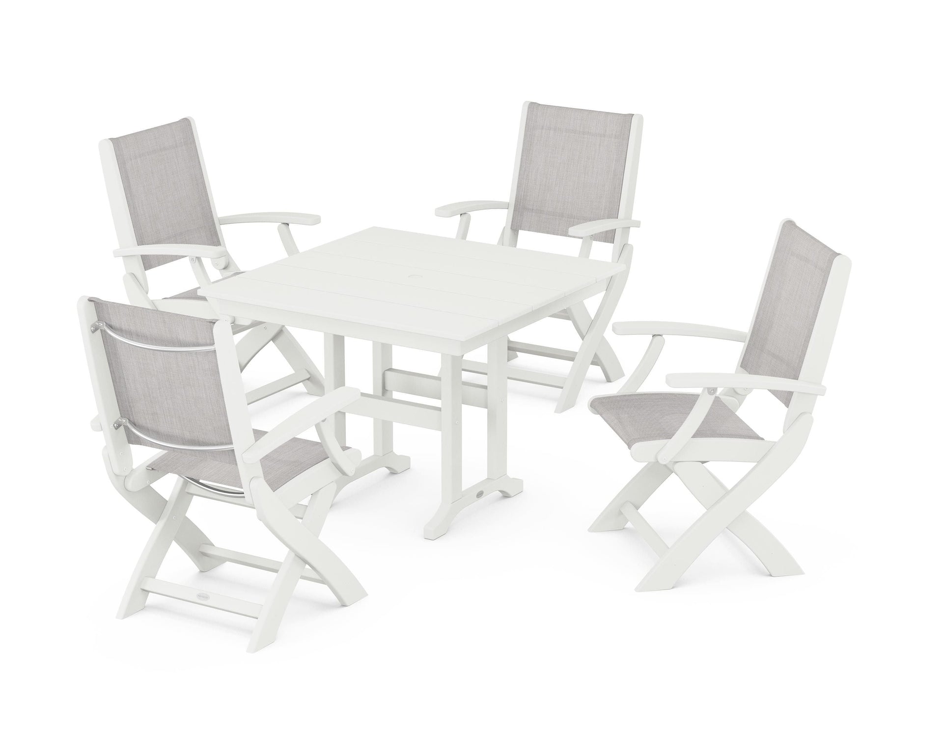Coastal Folding Chair 5-Piece Farmhouse Dining Set