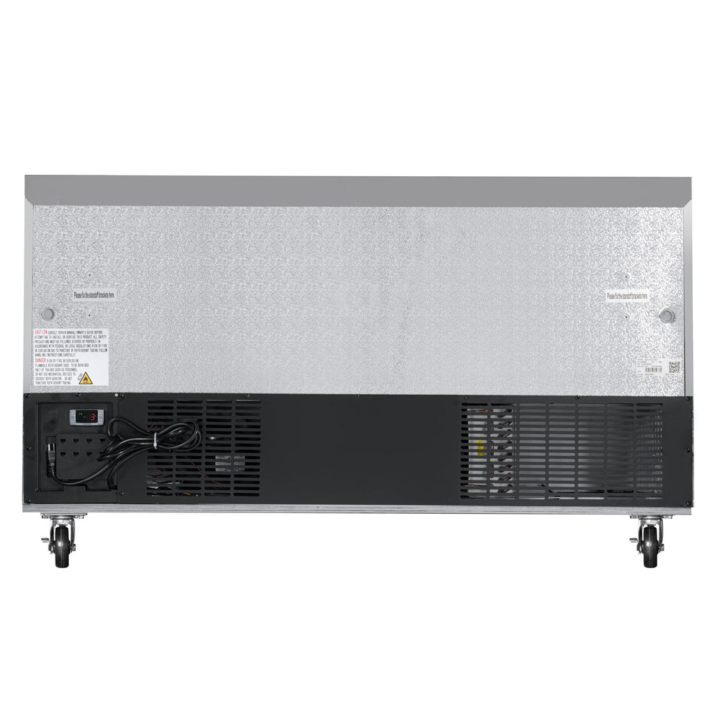60 in. Two-Door Commercial Undercounter Freezer in Stainless Steel with Casters, ETL Listed