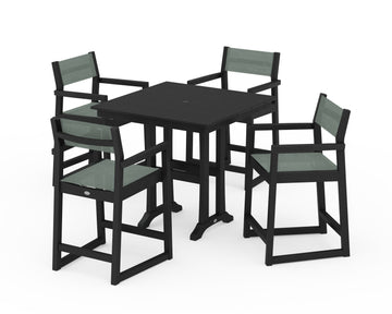 EDGE Sling Arm Chair 5-Piece Farmhouse Counter Set with Trestle Legs