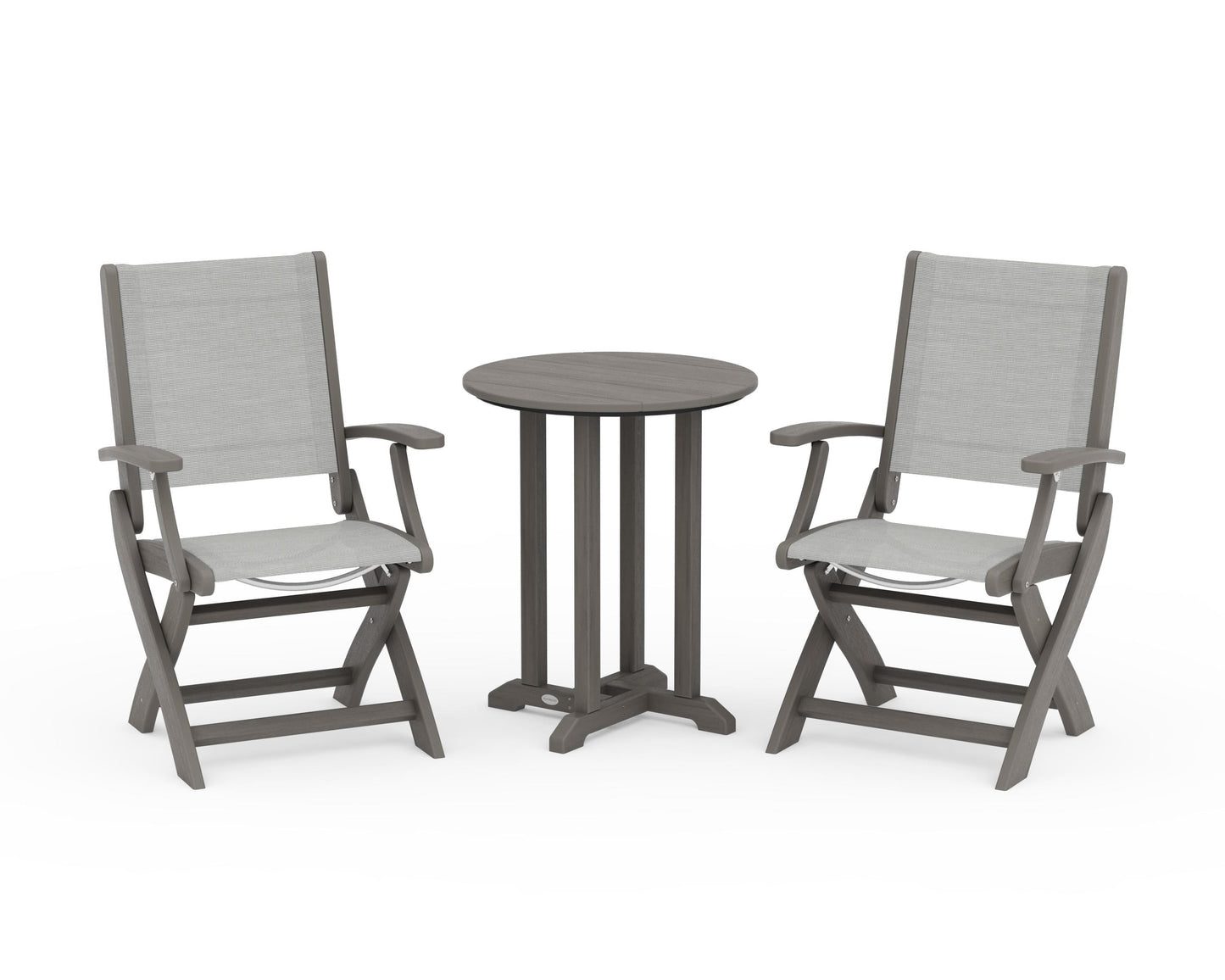 Coastal Folding 3-Piece Round Bistro Dining Set